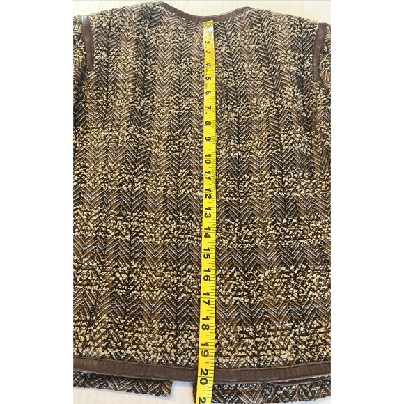 Doncaster Blazer Women's 2 Small Brown Tweed Wool Blend Leather Trim Button Up - Picture 11 of 11